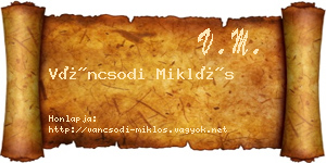 Váncsodi Miklós névjegykártya